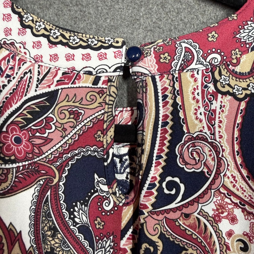 Perception Concept Womens Paisley Halter Dress Navy Pink Handkerchief Hem Medium - Picture 4 of 9